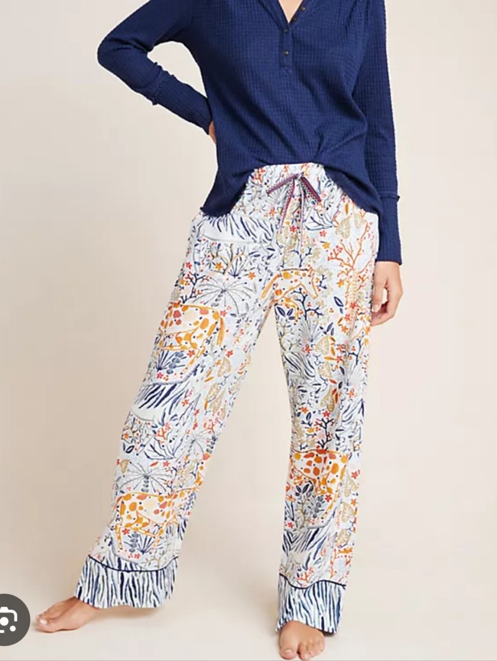 Vikki Chu for Anthropologie Safari Animal Print Lounge Pajama Pants Small